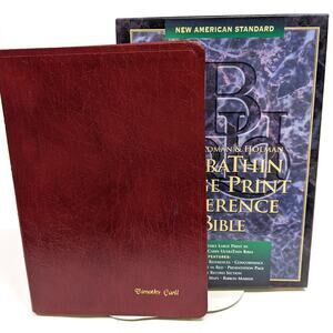 Broadman & Holman UltraThin Large Print Burgundy Bonded Leather Bible - PLZ READ
